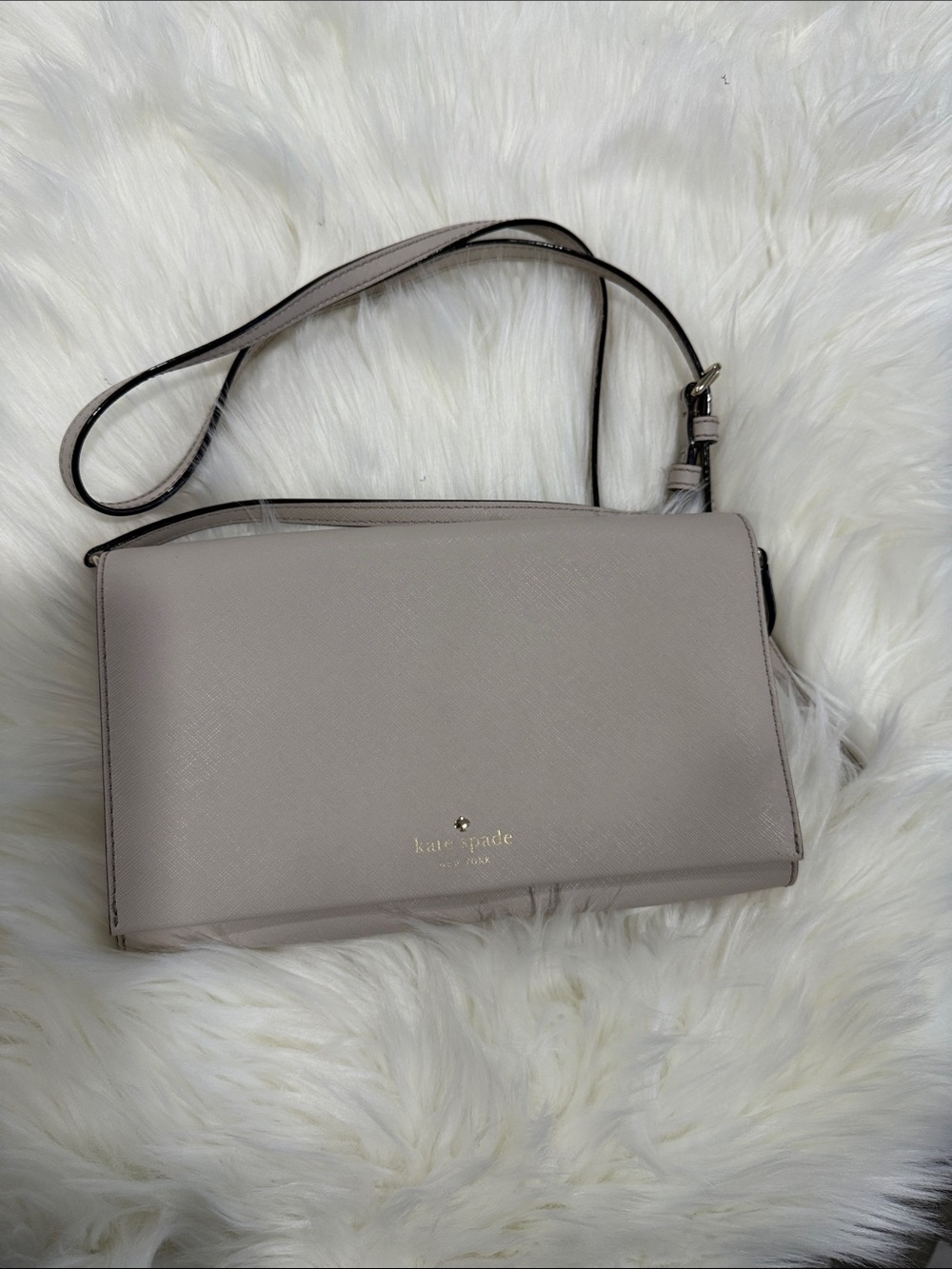 kate spade Pebbled Leather Crossbody Bag in Light Taupe